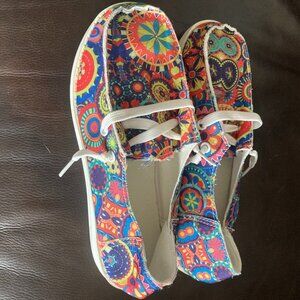 Boho bright colored slip on shoes - size 37 EU - US 5.5